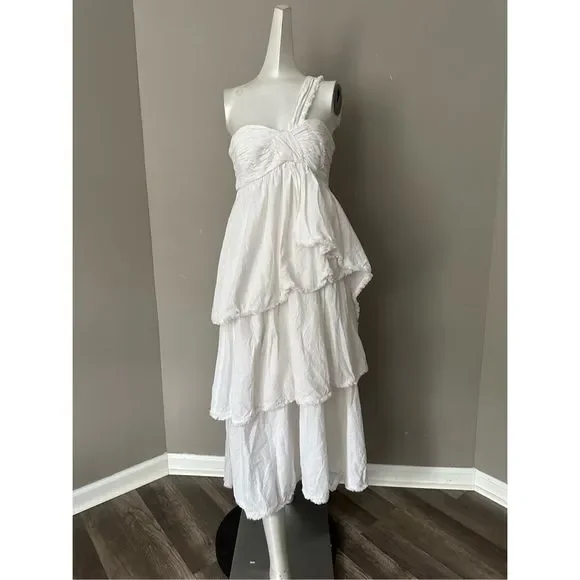 CINQ A SEPT Sori Tiered Cotton One-Shoulder Dress US 0 $465 - Picture 5 of 11